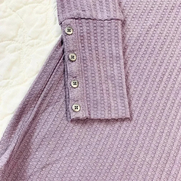 Chaser Purple Waffle Knit Long Sleeve Thermal Top - Picture 6 of 8
